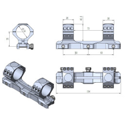 Vector Optics X-Accu 34mm Medium Profile One Piece 20MOA Picatinny Mount. Monoblock.