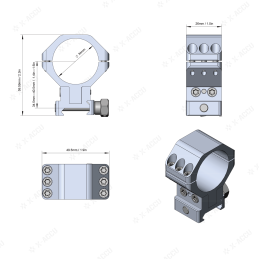 Vector Optics X-ACCU 34mm Adjustable Elevation Picatinny Rings