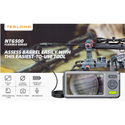 Teslong NTG500 114 cm / 45-Inch Flexible Rifle Borescope with 5-inch IPS Screen + 5 different size mirrors