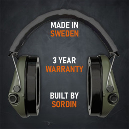 Sordin Ear Defenders - Active & Electronic - Hearing Protectors for Hunting & Shooting - Grey Headband & Black Cups